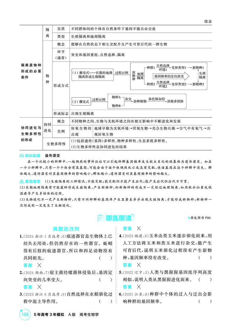 《1_精讲册-第9章生物的进化_2026版教学资源包_202653高考总复习A版_浙江版_2026版.浙江版.选考总复习.生物.5·3A版_第2部分遗传与进化_第9章生物的进化_2_精讲册PDF》第2页预览