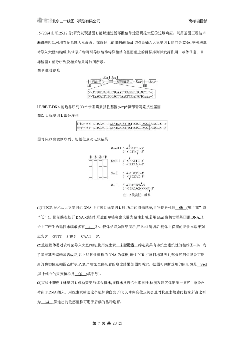 《4_2025版5·3B版新高考版练习册WORD_2025版教学资源包_（总复习系列）2025版《5年高考3年模拟》新高考版B版（⭐全科）_2025版.新高考新教材版.选考总复习.生物.5·3B版_专题22基因工程》第7页预览