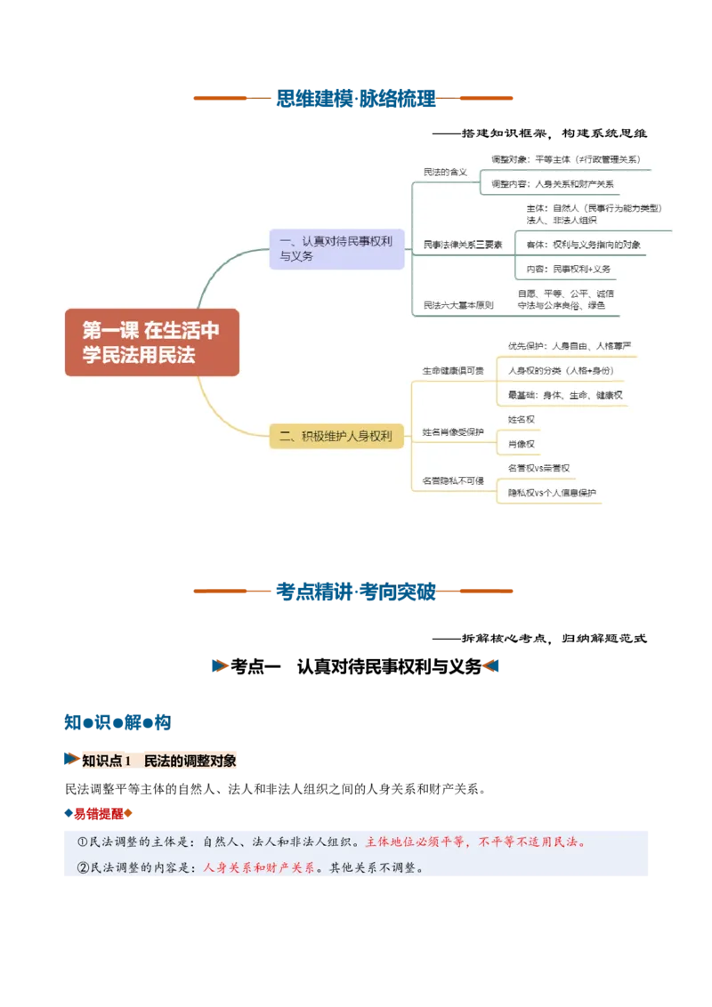 《第01课在生活中学民法用民法（复习讲义）（全国通用）（学生版）_zheng治_2027年高考政治一轮_2027年高考政治一轮复习讲义+练习+课件（新教材新高考）-G55_2027版》第3页预览