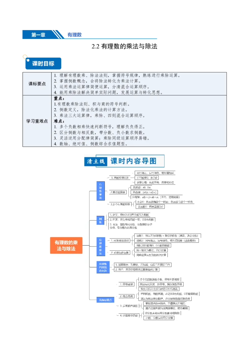 《2.2有理数的乘法与除法（讲义，知识点&13大题型&刷好题）（解析版）_2026秋初中教辅合集_2027学科网&_2026秋《同步备课系列》7上数学_第二章有理数的运算_同步作业&讲义》第1页预览