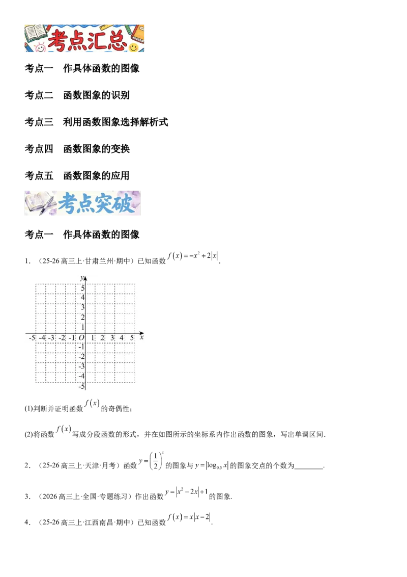 《2.10函数的图像（全国通用）（学生版）_高考一二三轮复习_数学_2027年高考数学一轮更新中_112027届高考数学一轮复习测试讲义（全国通用）》第2页预览