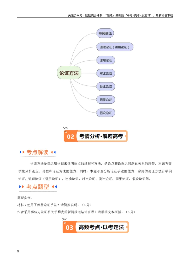 《解密01信息类文本阅读之论证分析（讲义）（原卷版）_二轮复习_2024年_2024年高考语文二轮复习高频考点追踪与预测（新高考专用）_讲义》第8页预览