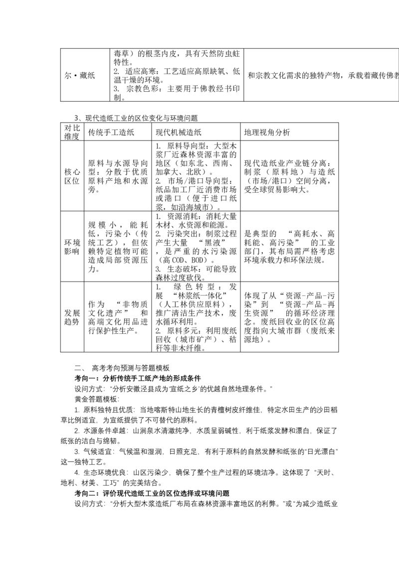 《高频考点119纸文化-高考地理高频考点专项突破_地理_2026年-地理高考专项复习_42026年高考地理高频考点专项突破思维导图+解题技巧+专项突破》第3页预览