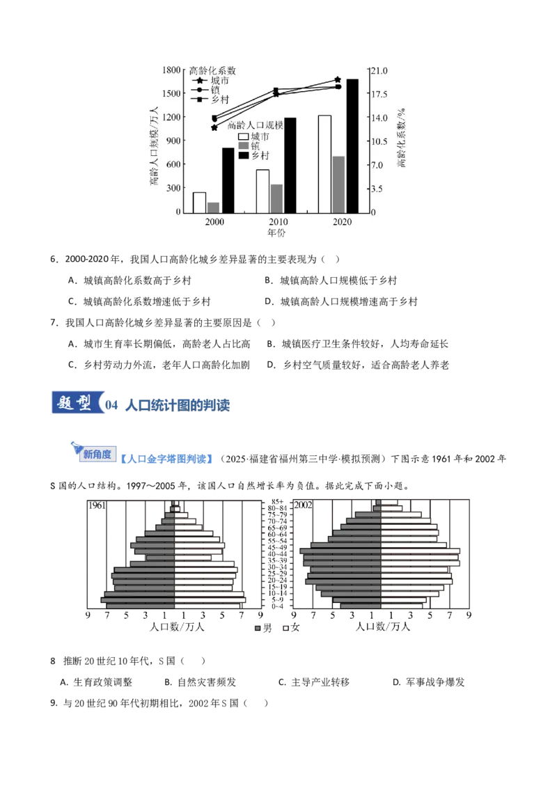 《第20讲人口分布与人口容量（专项训练）（福建专用）（学生版）_地理_2026年_2026年高考地理一轮课件+讲义+练习（福建专用）-G328》第4页预览