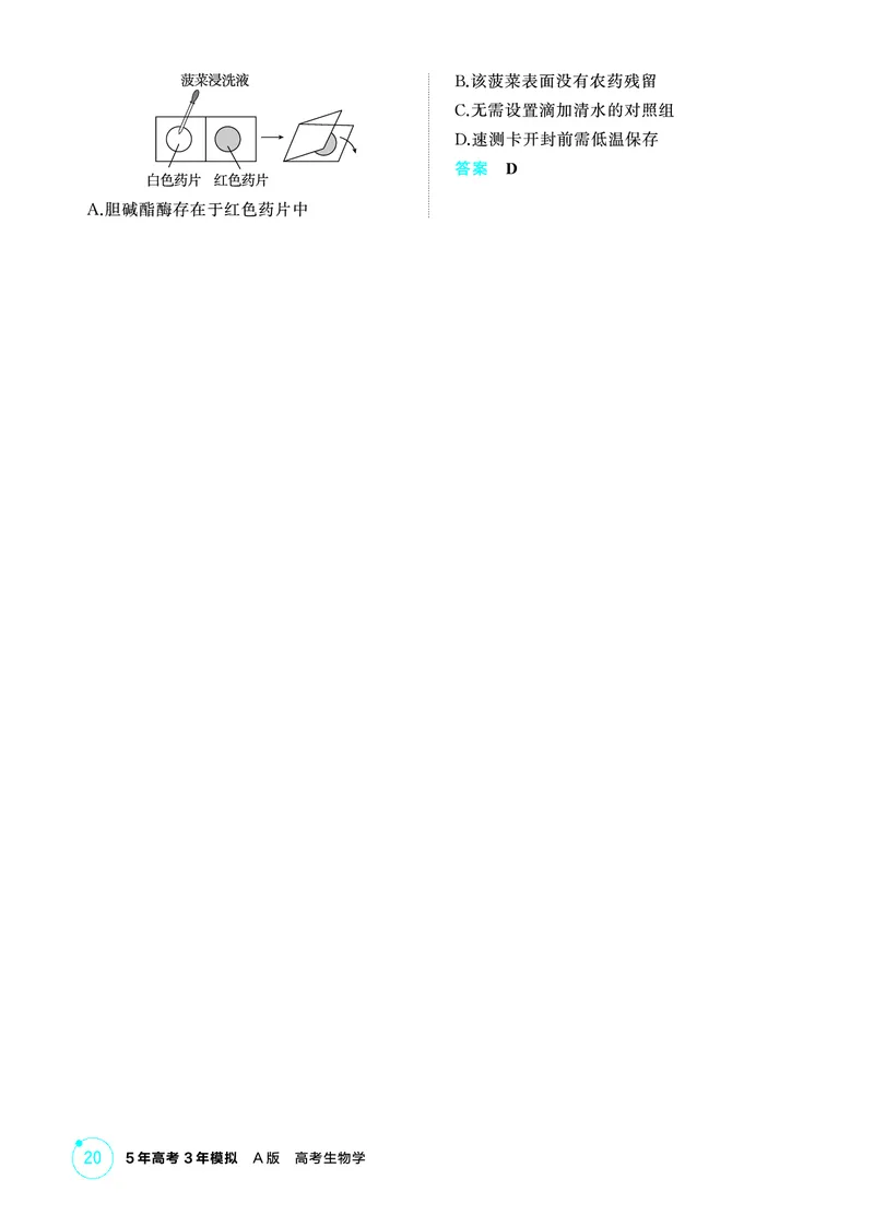 《1_精练册-第3章细胞的代谢_2026版教学资源包_202653高考总复习A版_浙江版_2026版.浙江版.选考总复习.生物.5·3A版_第1部分分子与细胞_第3章细胞的代谢_1_精练册PDF》第7页预览