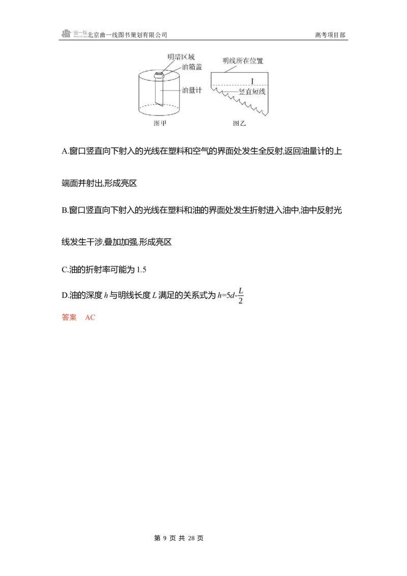 《1_精练册word14_2026版教学资源包_202653高考总复习A版_浙江版_2026版.浙江版.选考总复习.物理.5·3A版_一、本书PPT、习题WORD_第14章光_3_习题WORD》第9页预览