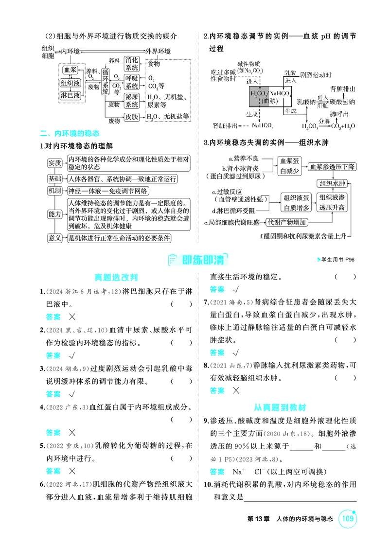 《1_精讲册PDF-第13章人体的内环境与稳态_2026版教学资源包_202653高考总复习A版_山东版_2026版.山东版.选考总复习.生物.5·3A版_第3部分稳态与调节_第13章人体的内环境与稳态_2_精讲册PDF》第2页预览