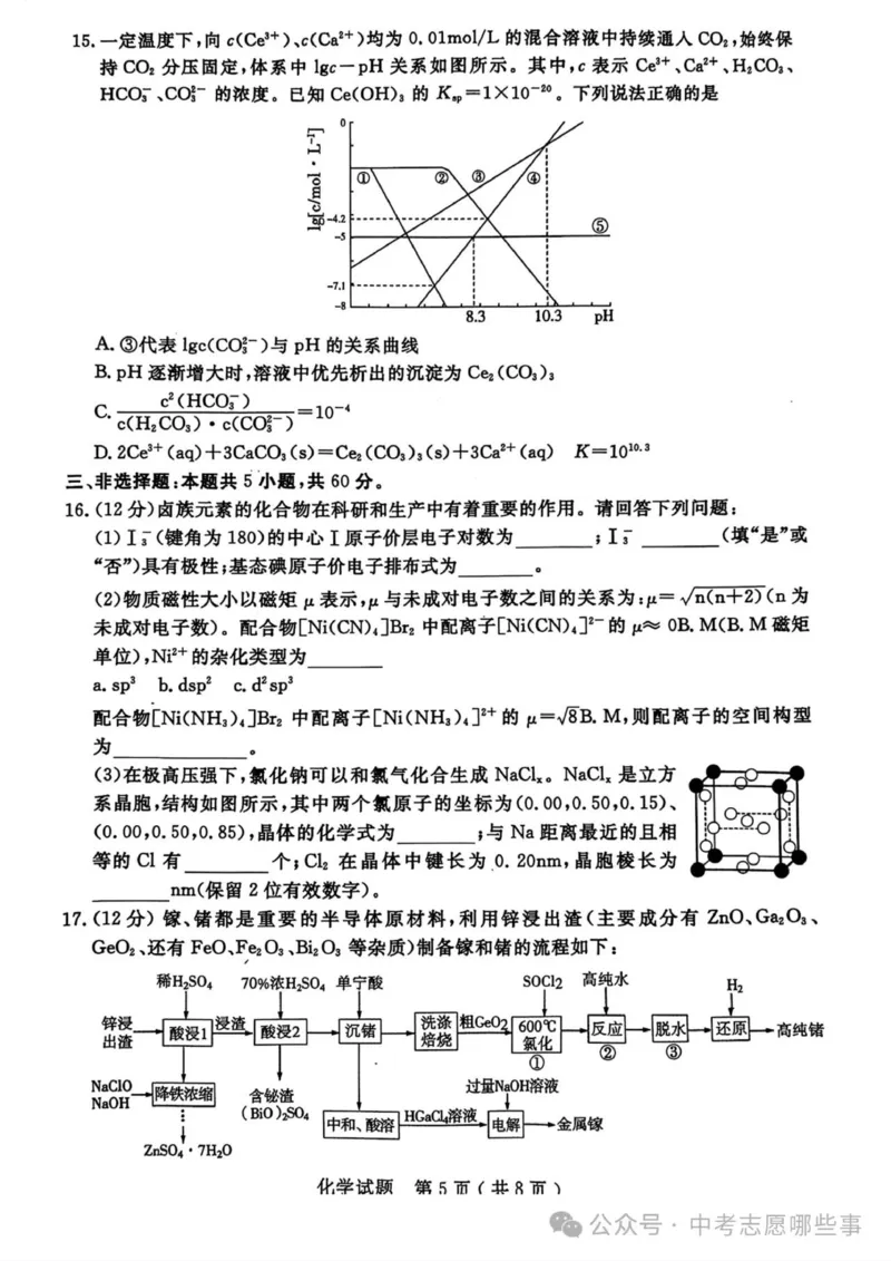 《44_05化学山东济宁市（二模）试卷+标答评分细则_2025版教学资源包_（总复习系列）2025版《5年高考3年模拟》新高考版B版（⭐全科）_2025版.新高考新教材版.选考总复习.化学.5·3B版》第5页预览