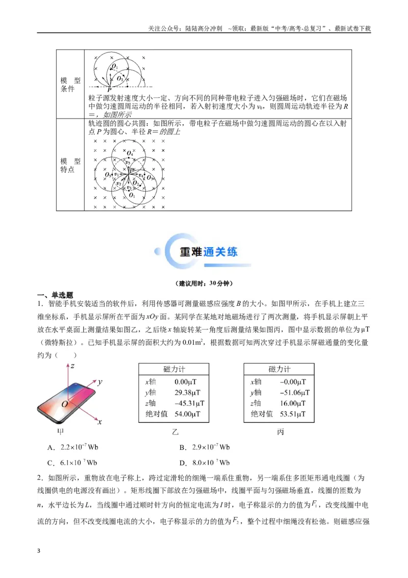 《重难点10磁场（学生版）_04-物理-高考总复习_专项复习_2024年_2024年高考物理热点·重点·难点专练（新高考专用）》第3页预览