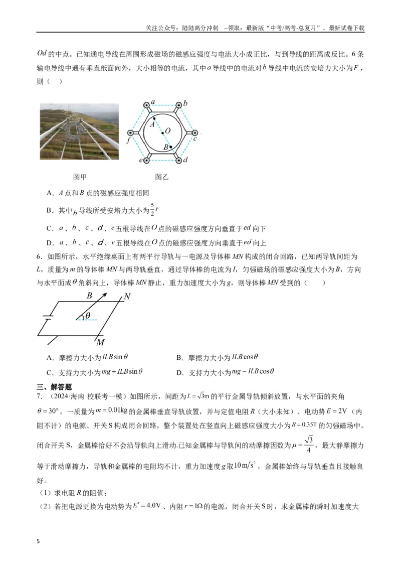 《重难点10磁场（学生版）_04-物理-高考总复习_专项复习_2024年_2024年高考物理热点·重点·难点专练（新高考专用）》第5页预览