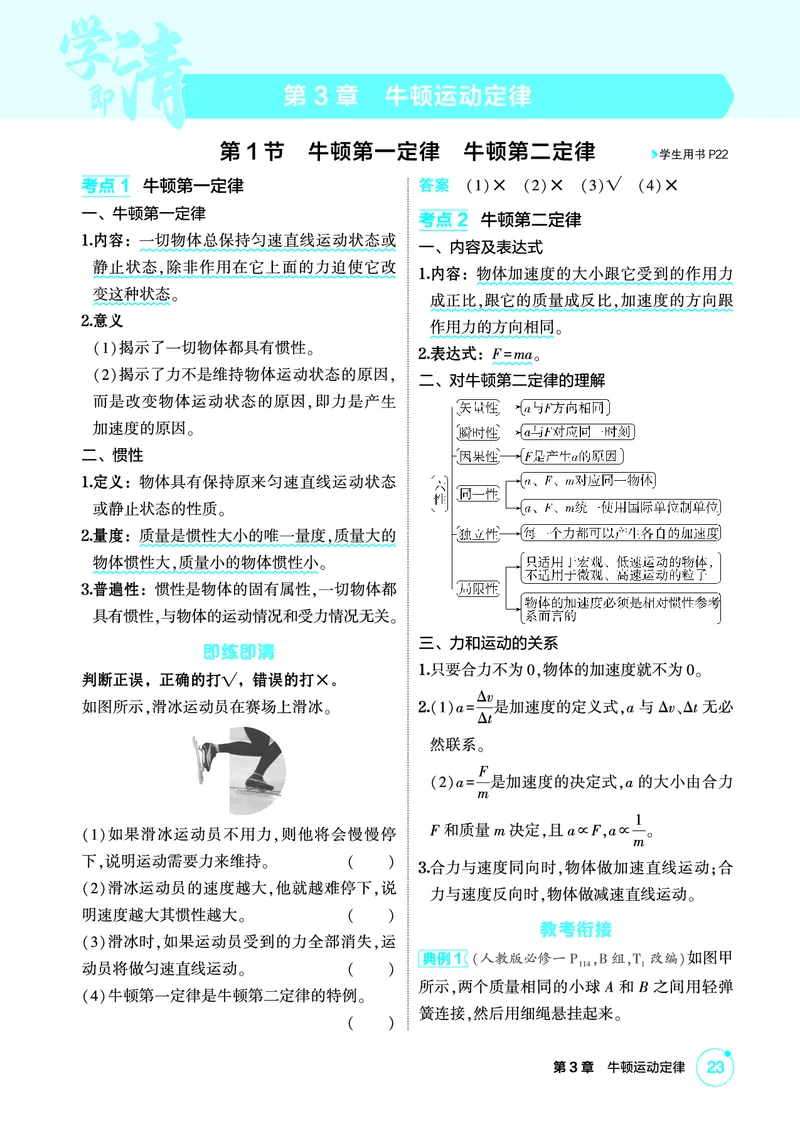 《1_精讲册PDF03-第3章牛顿运动定律_2026版教学资源包_202653高考总复习A版_新高考_物理_教师A版2026年.新高考版.物理.53_二、教师用书PDF_第3章牛顿运动定律_2_精讲册PDF》第1页预览