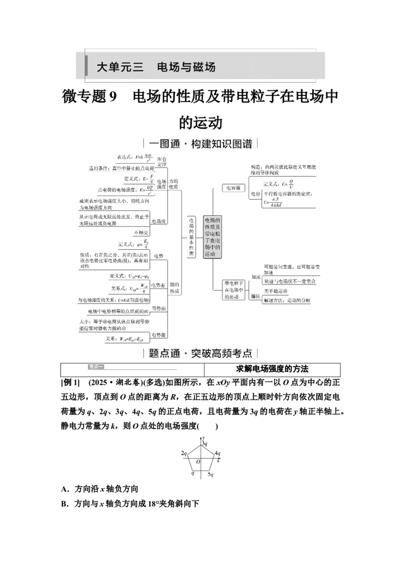 《09　大单元三　微专题9　电场的性质及带电粒子在电场中的运动_2026版高中《二三轮复习+冲刺复习》_3.学生用书Word_1.讲义》第1页预览