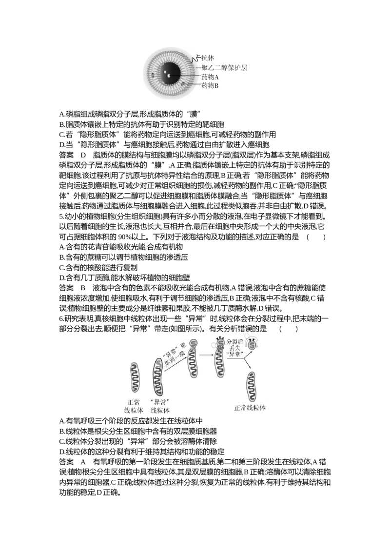 《1_02-专题二细胞的结构与功能_2024版教学资源包_2024版.新高考版生物.5·3A版_2_专题二细胞的结构与功能_6_专题检测》第2页预览