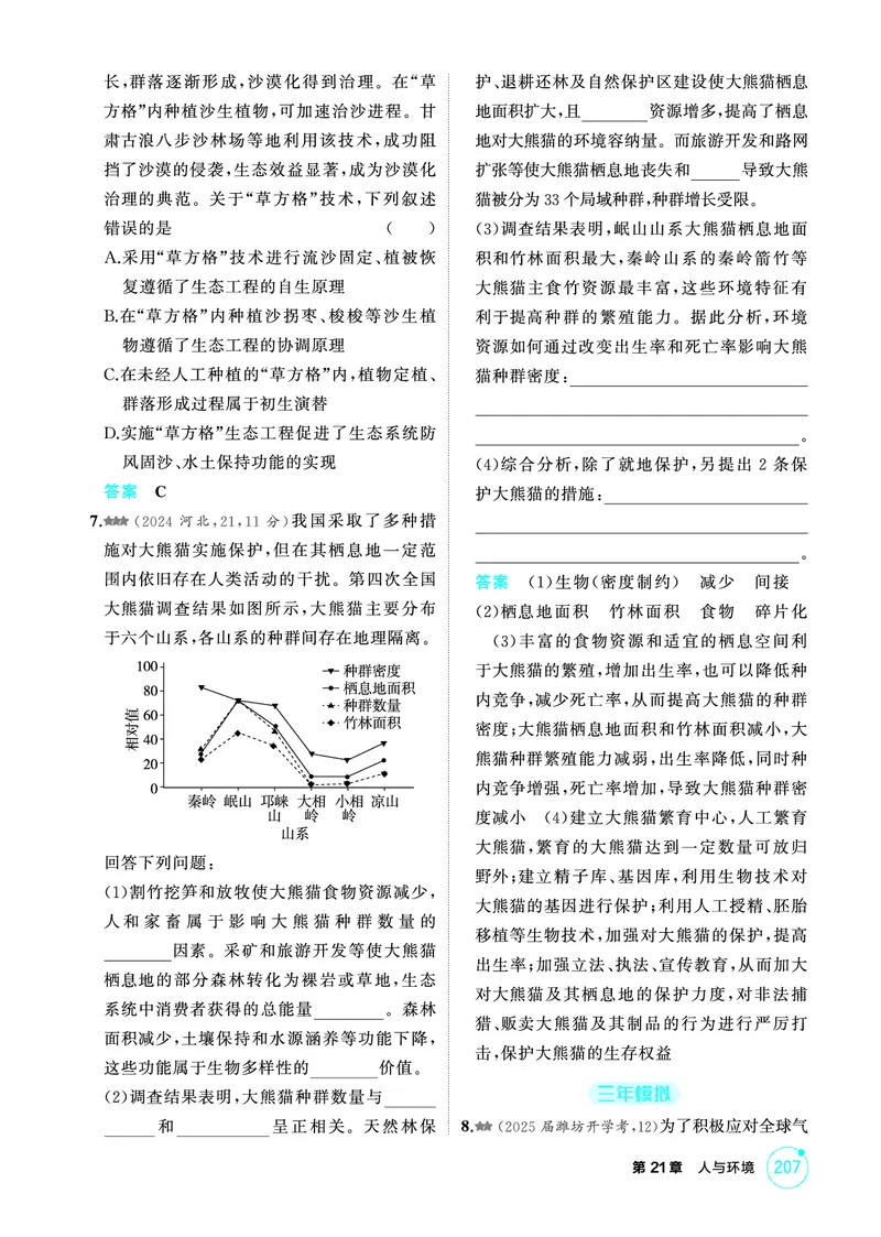 《1_精练册PDF-第21章人与环境_2026版教学资源包_202653高考总复习A版_山东版_2026版.山东版.选考总复习.生物.5·3A版_第4部分生物与环境_第21章人与环境_1_精练册PDF》第2页预览