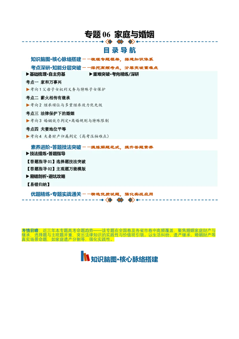 《第二单元家庭与婚姻（知识清单）（全国通用）（学生版）_zheng治_2027年高考政治一轮_2027年高考政治一轮复习知识清单（全国通用）-G56_2027版》第1页预览