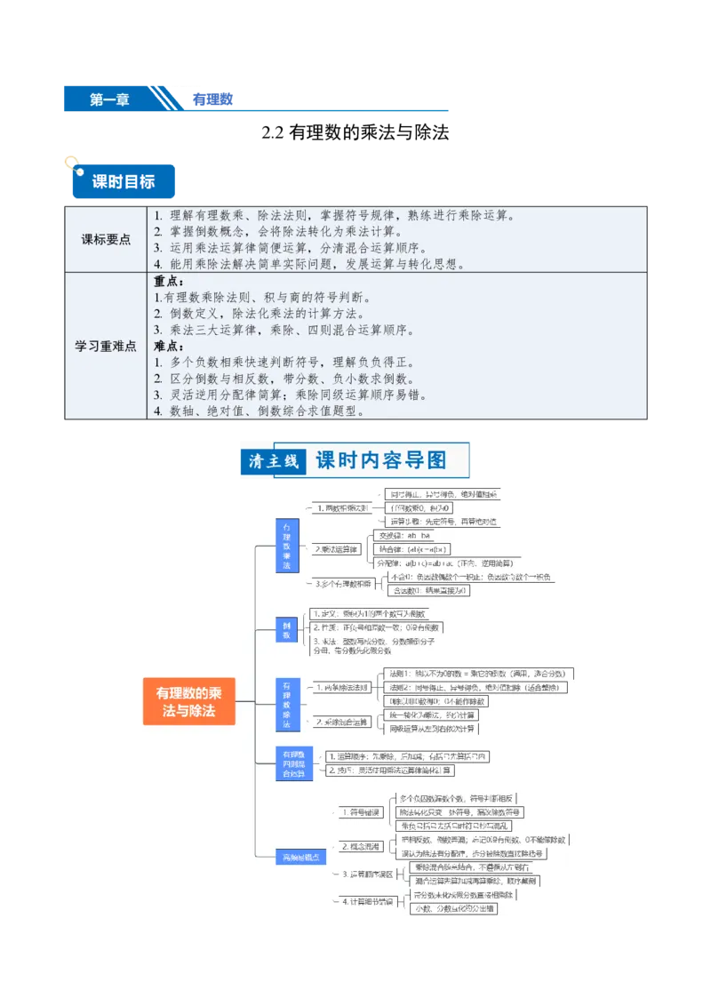 《2.2有理数的乘法与除法（讲义，知识点&13大题型&刷好题）（原卷版）_2026秋初中教辅合集_2027学科网&_2026秋《同步备课系列》7上数学_第二章有理数的运算_同步作业&讲义》第1页预览