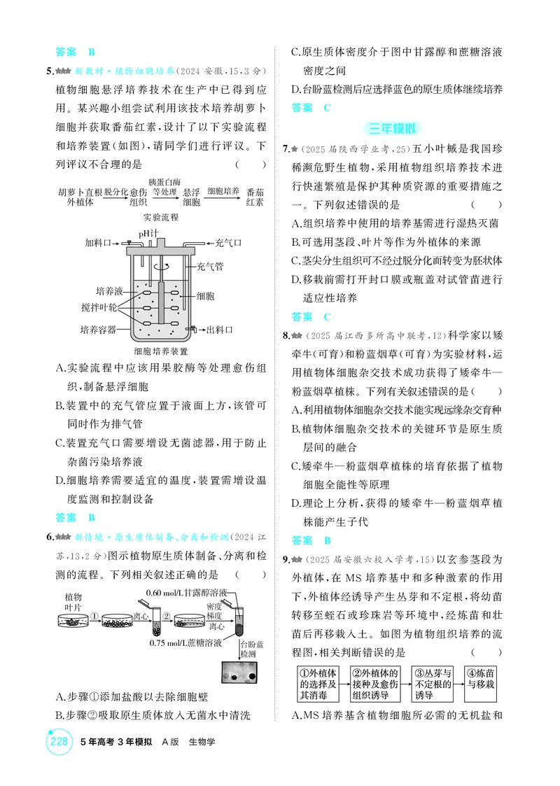 《1_精练册第23章细胞工程_2026版教学资源包_202653高考总复习A版_新高考_生物_教师A版2026年.新高考版.生物.53_第5部分生物技术与工程_第23章细胞工程_4_PDF教参电子书》第2页预览