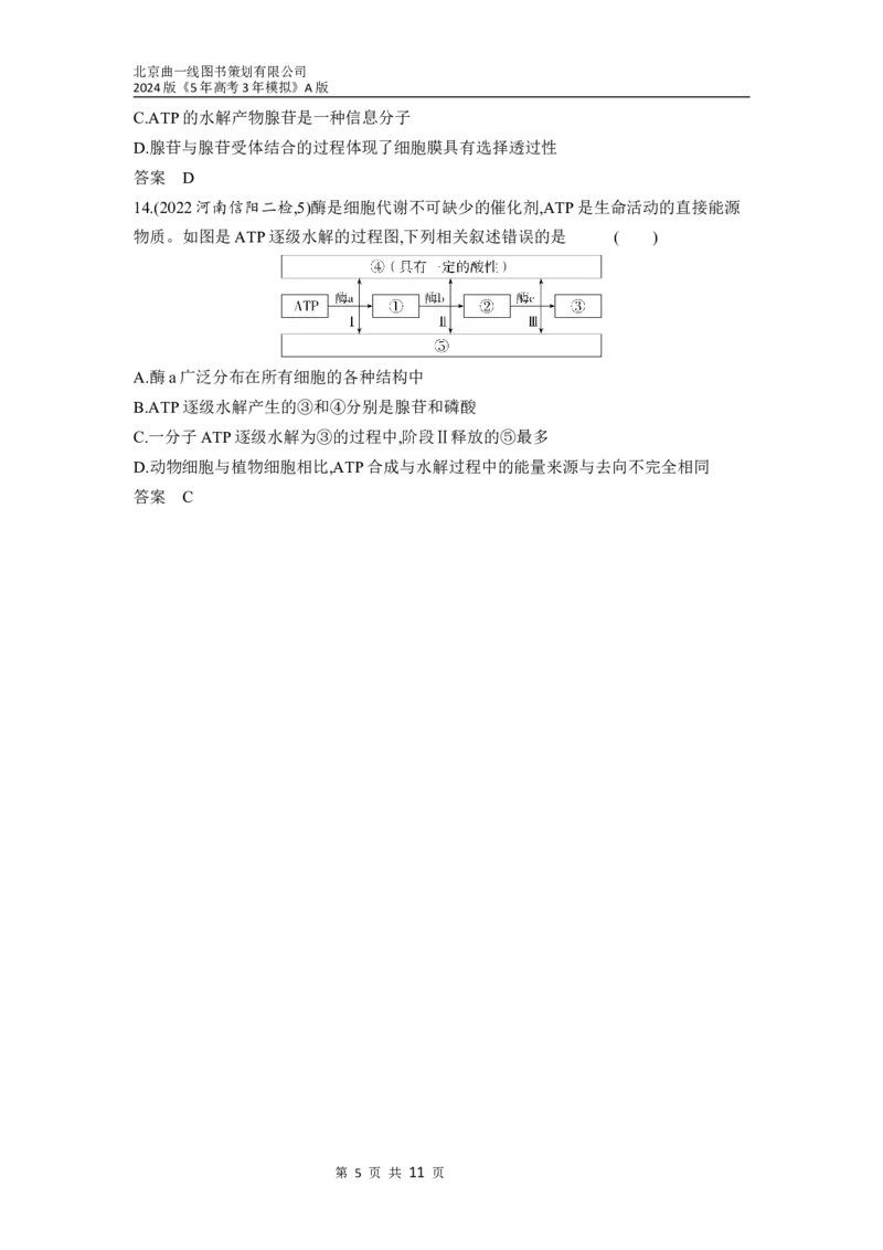 《1_04-专题四　酶与ATP（分层集训word）_2024版教学资源包_2024版.新高考版生物.5·3A版_4_专题四酶与ATP_3_习题WORD》第5页预览