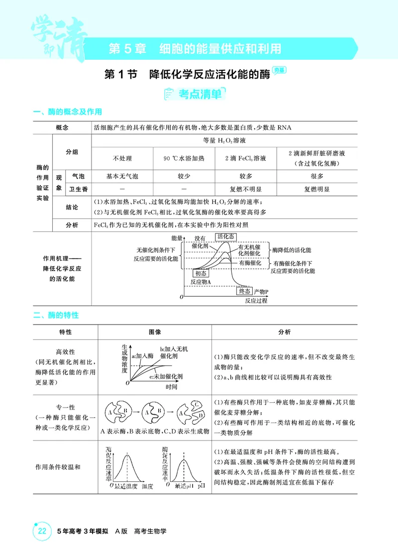 《1_精讲册PDF-第5章细胞的能量供应和利用_2026版教学资源包_202653高考总复习A版_山东版_2026版.山东版.选考总复习.生物.5·3A版_第1部分分子与细胞_第5章细胞的能量供应和利用_2_精讲册PDF》第1页预览