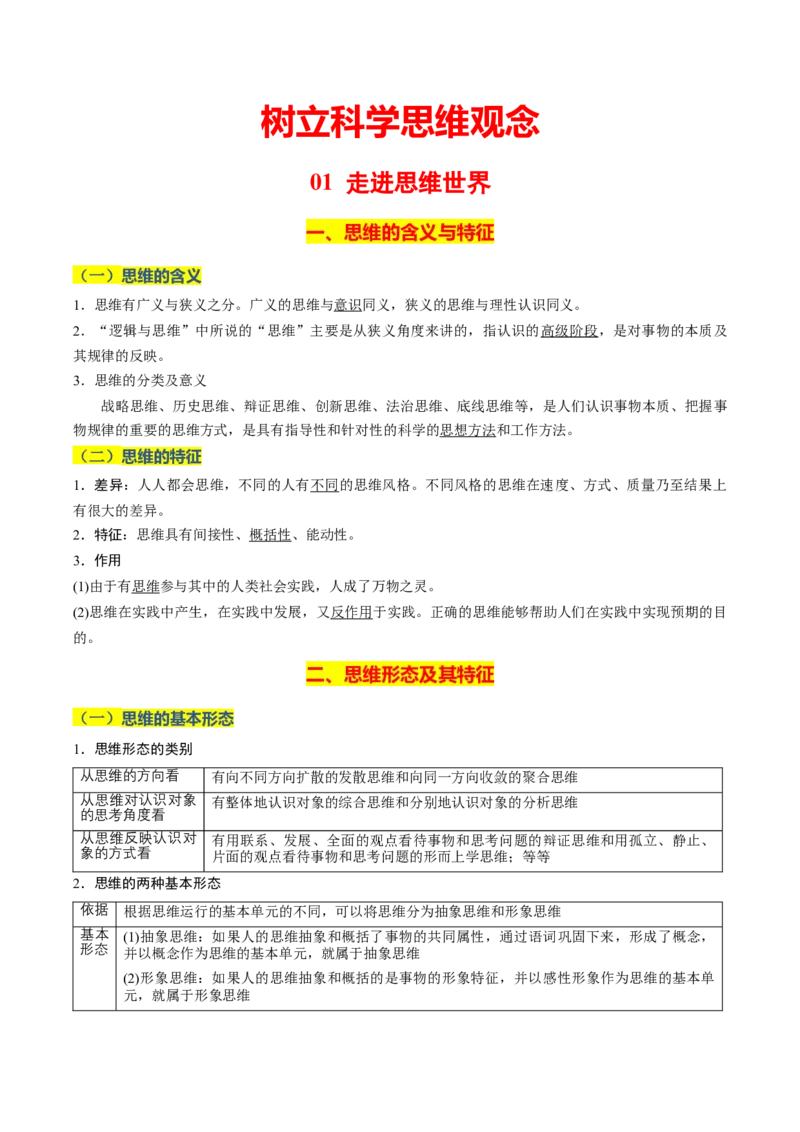 《晨读知识点19--树立科学思维观念-6页_zheng治_2026年_2026年高考政治一轮复习复习晨读晚练系列（核心知识＋专项训练）-G397_资料》第1页预览