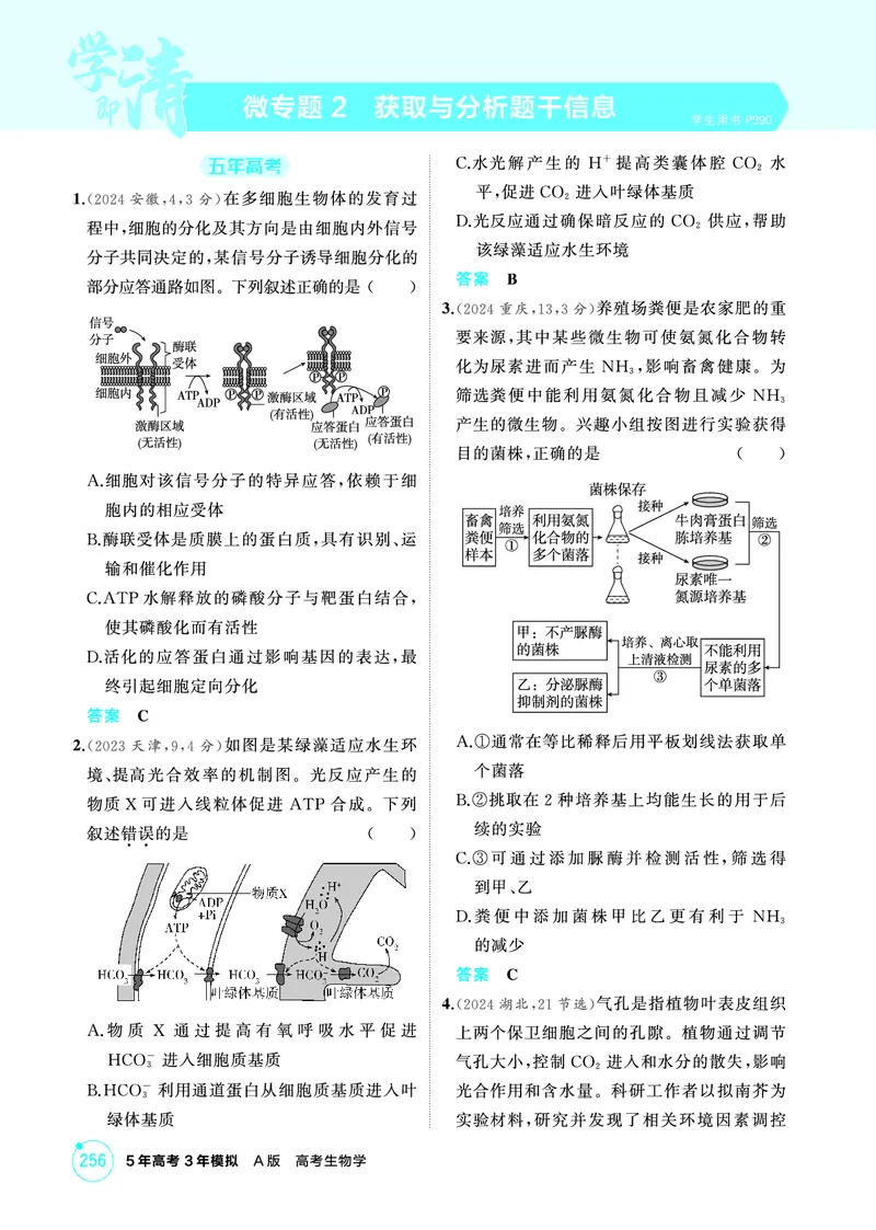 《1_精练册PDF-微专题2获取与分析题干信息_2026版教学资源包_202653高考总复习A版_山东版_2026版.山东版.选考总复习.生物.5·3A版_微专题_微专题2获取与分析题干信息_1_精练册PDF》第1页预览