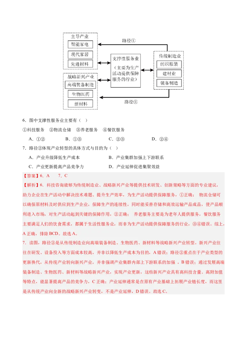 《第24讲服务业区位因素与交通发展（专项训练）（湖南专用）（教师版）_地理_2026年_2026年高考地理一轮课件+讲义+练习（湖南专用）-G331》第4页预览