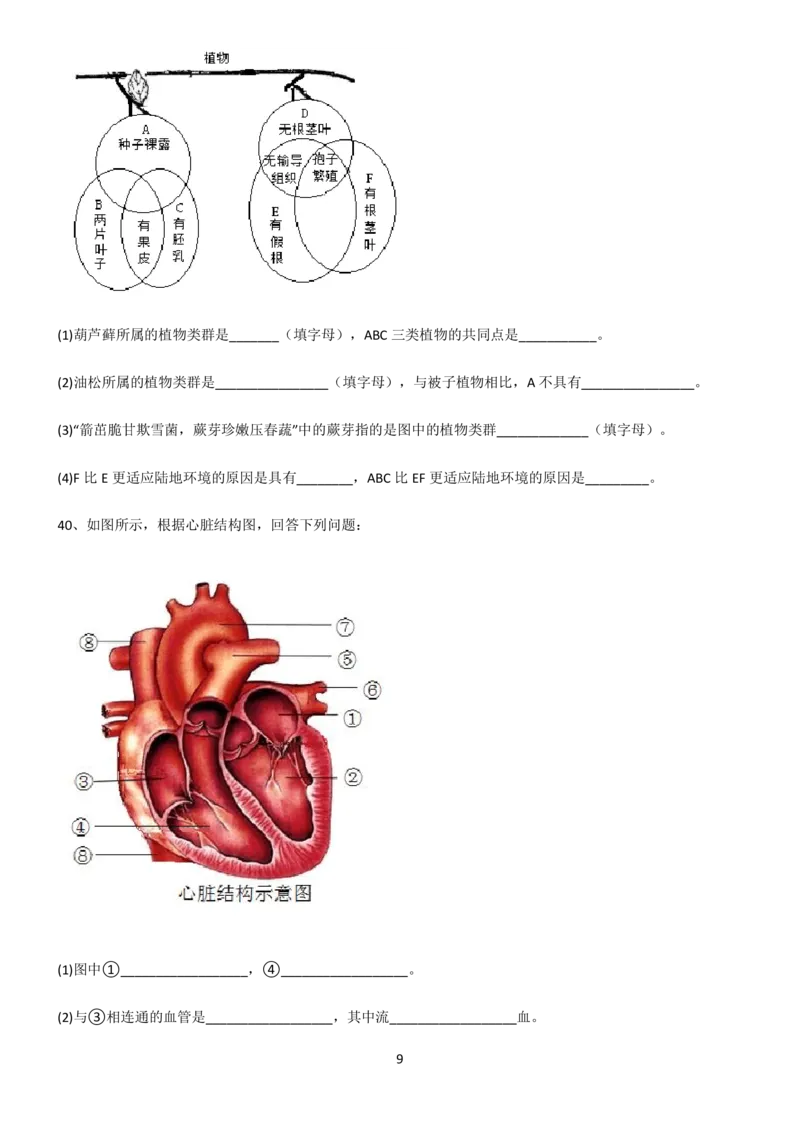 《(文末附答案)人教版初中中考生物知识汇总笔记_初高中资料库_初中资料库（转存避免链接过期失效）_初中生物》第9页预览
