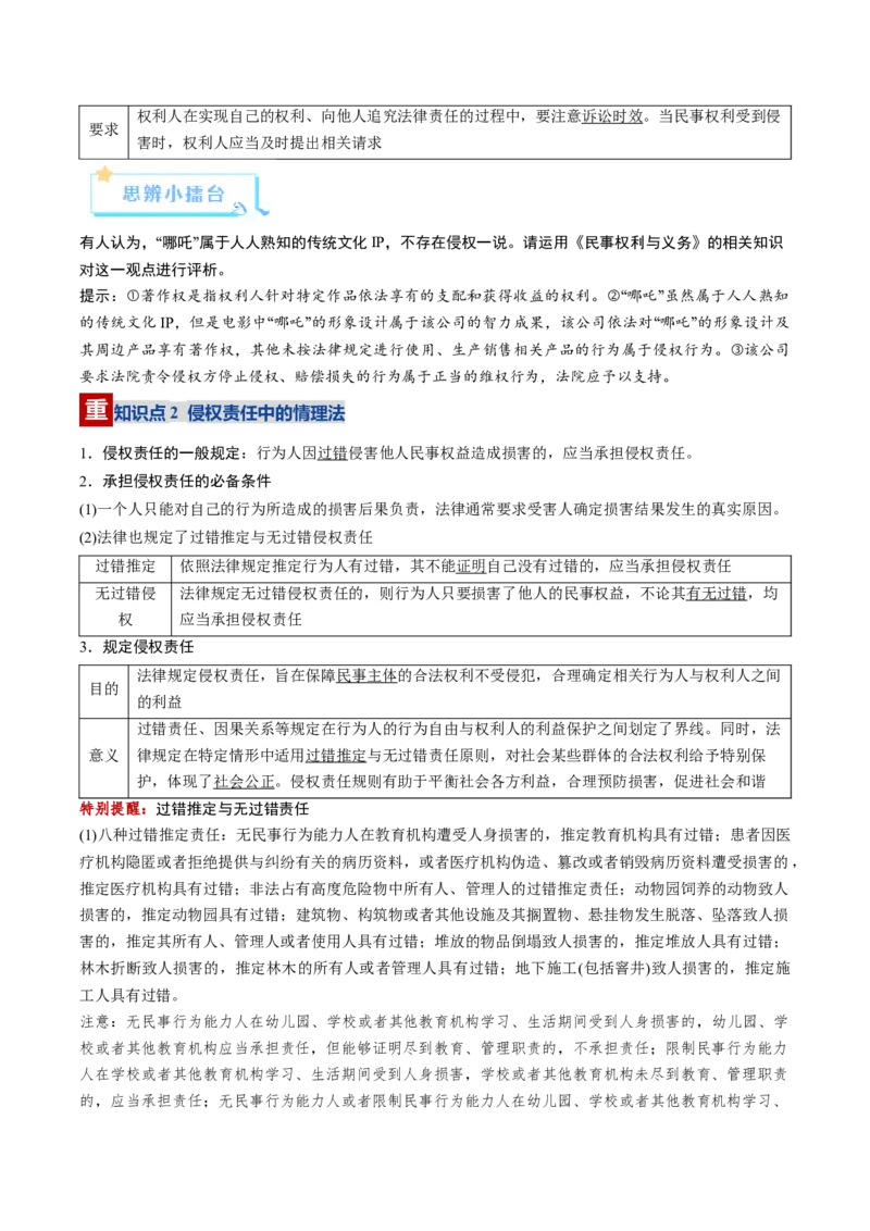 《第04课侵权责任与权利界限（复习讲义）（教师版）（全国通用）_zheng治_2026年_2026年高考政治一轮复习讲义+练习+课件（新教材新高考）-G55_2026版_选择性必修2法律与生活》第7页预览