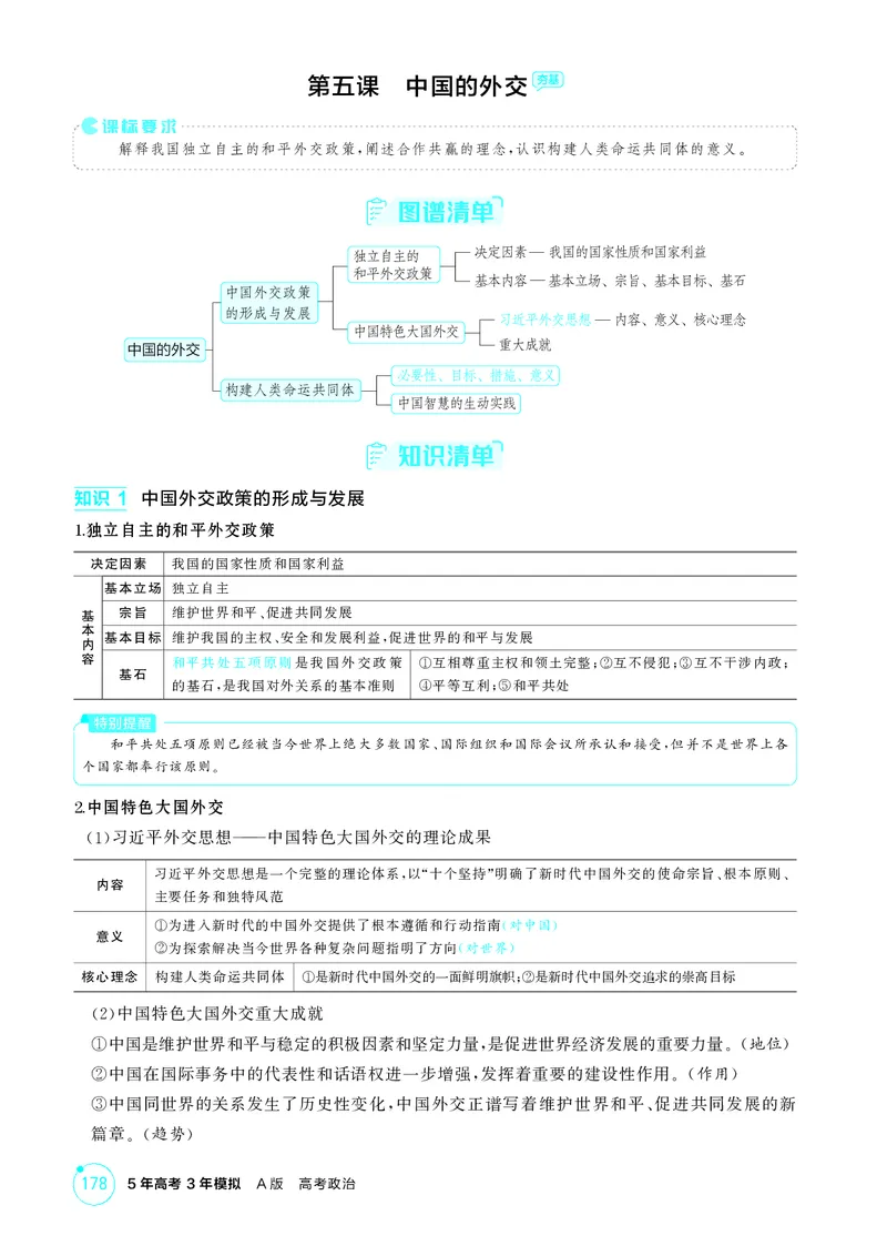 《1_精讲册-第五课　中国的外交_2026版教学资源包_202653高考总复习A版_湖南版_2026版.湖南版.选考总复习.政治.5·3A版_一、图书电子教参_选择性必修1当代国际政治与经济_第五课中国的外交》第1页预览