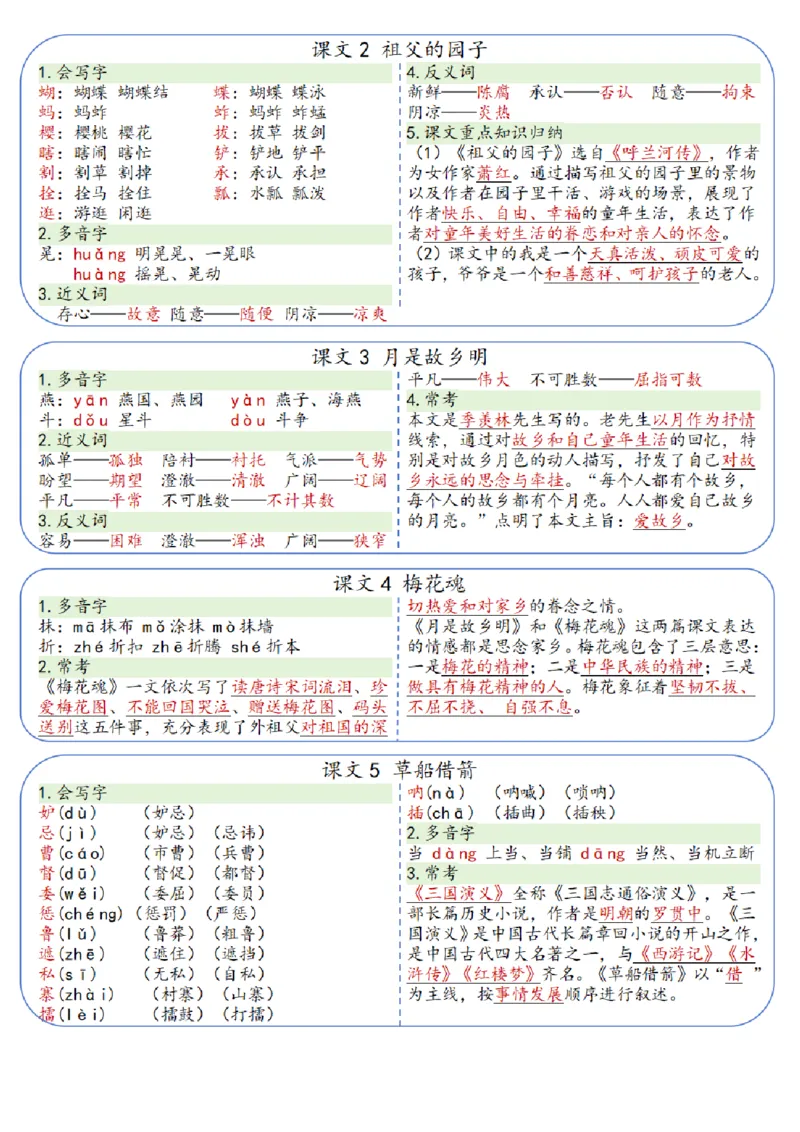 《五年级下册语文彩色每课一贴_5年级下册同步教辅_5下语文_五下语文专项练习》第2页预览