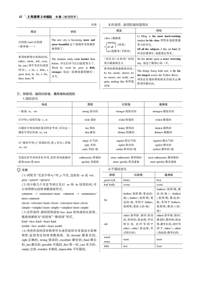 《专题三形容词、副词和数词_2022版教学资源包_五年高考三年模拟_2022版课标版高考总复习英语5·3B版_专题三形容词、副词和数词_专题三形容词、副词和数词（专题电子书）_专题电子书》第3页预览