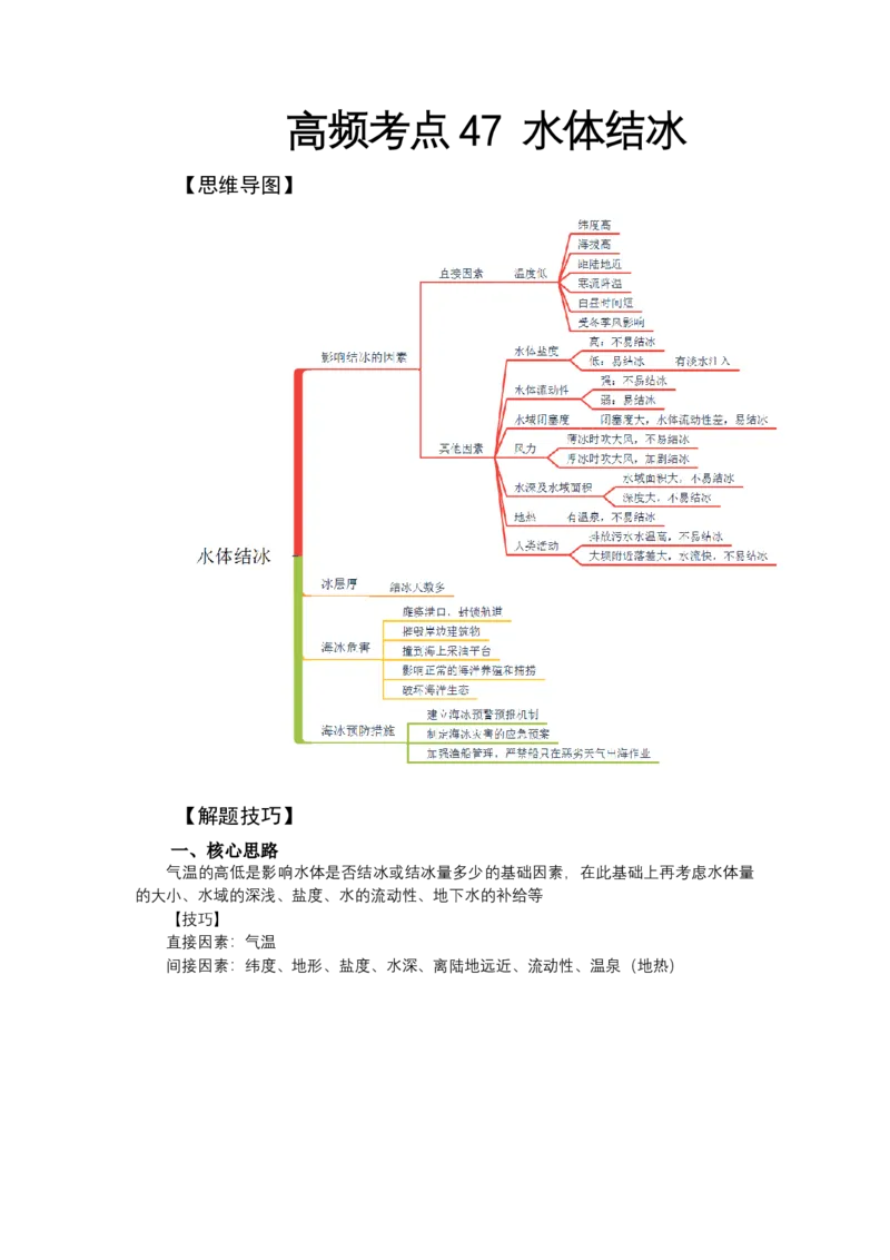 《高频考点47水体结冰_地理_2026年-地理高考专项复习_42026年高考地理高频考点专项突破思维导图+解题技巧+专项突破》第1页预览
