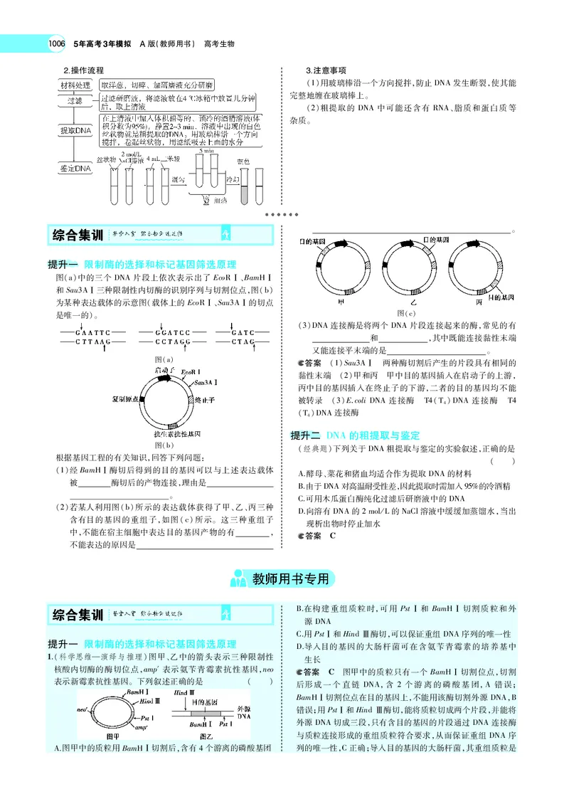《专题26　基因工程与蛋白质工程_2022版教学资源包_五年高考三年模拟_2022版新高考版选考总复习生物5·3A版_0125143739_专题26基因工程与蛋白质工程_专题PDF_专题PDF_专题电子书》第10页预览
