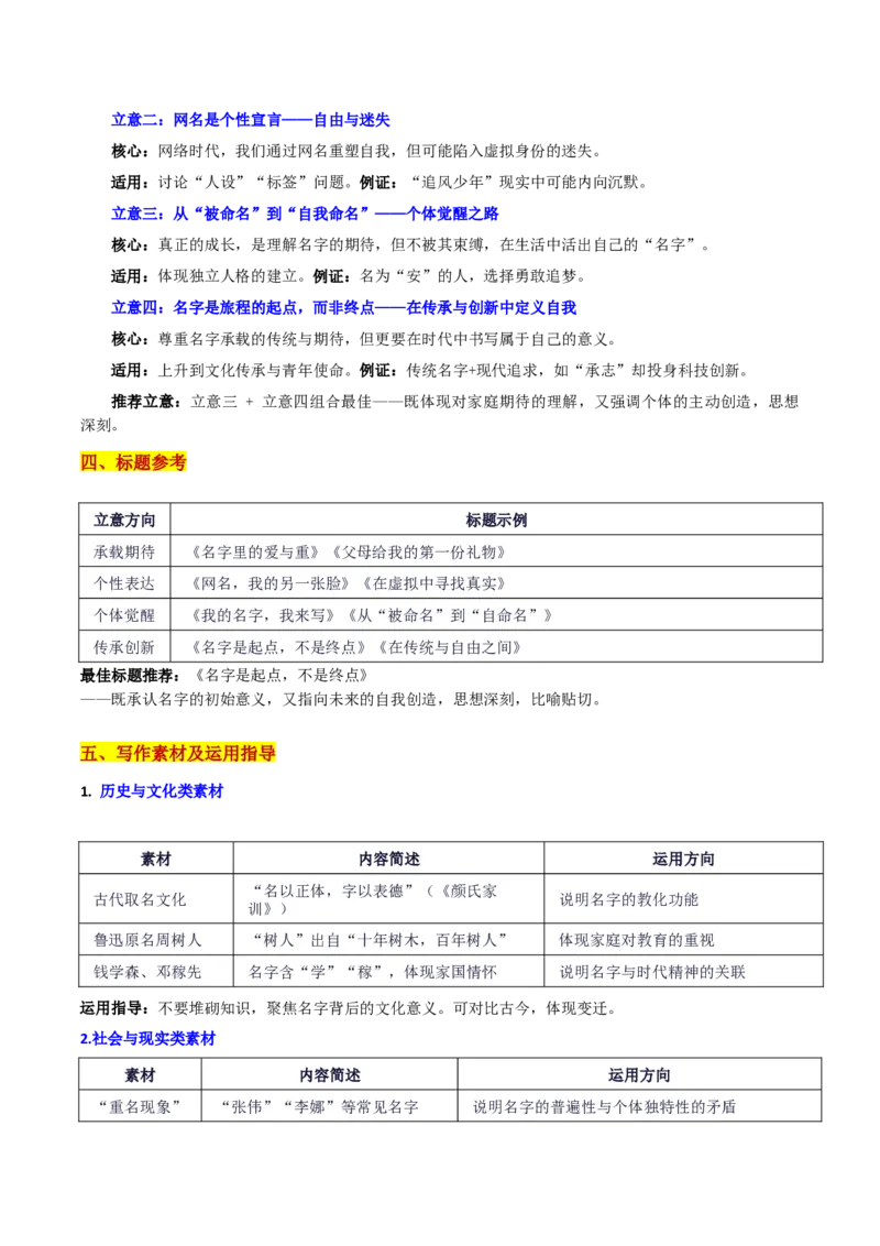 《辽宁省名校联盟10月份联合考试“名字是起点，未来由你书写：名字是起点，不是终点”_专项复习_2026年-语文专项复习_582026年高考语文各地名校模考卷作文导写》第3页预览