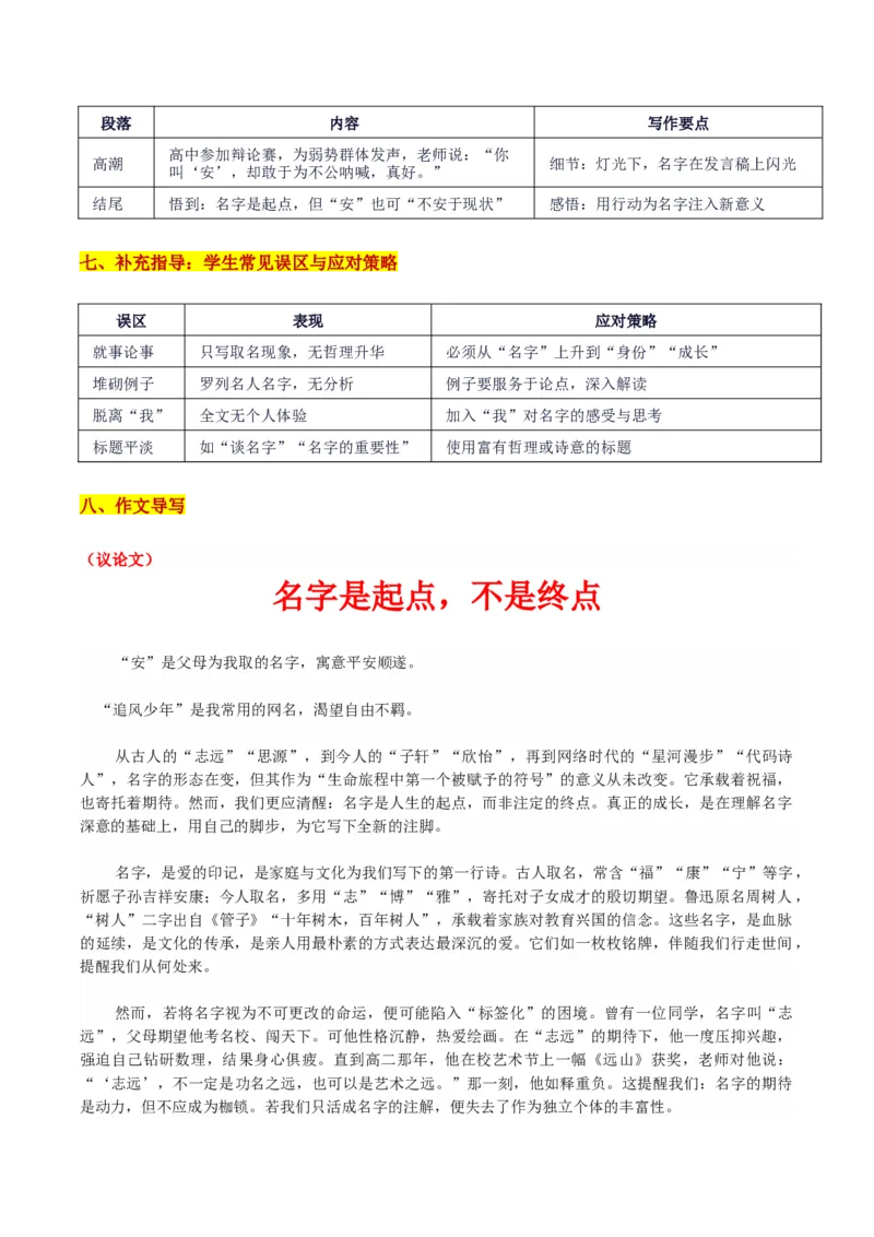 《辽宁省名校联盟10月份联合考试“名字是起点，未来由你书写：名字是起点，不是终点”_专项复习_2026年-语文专项复习_582026年高考语文各地名校模考卷作文导写》第5页预览