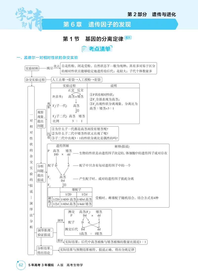 《1_精讲册-第6章　遗传因子的发现_2026版教学资源包_202653高考总复习A版_江苏版_2026版.江苏版.选考总复习.生物.5·3A版_第2部分遗传与进化_第6章遗传因子的发现_2_精讲册PDF》第1页预览