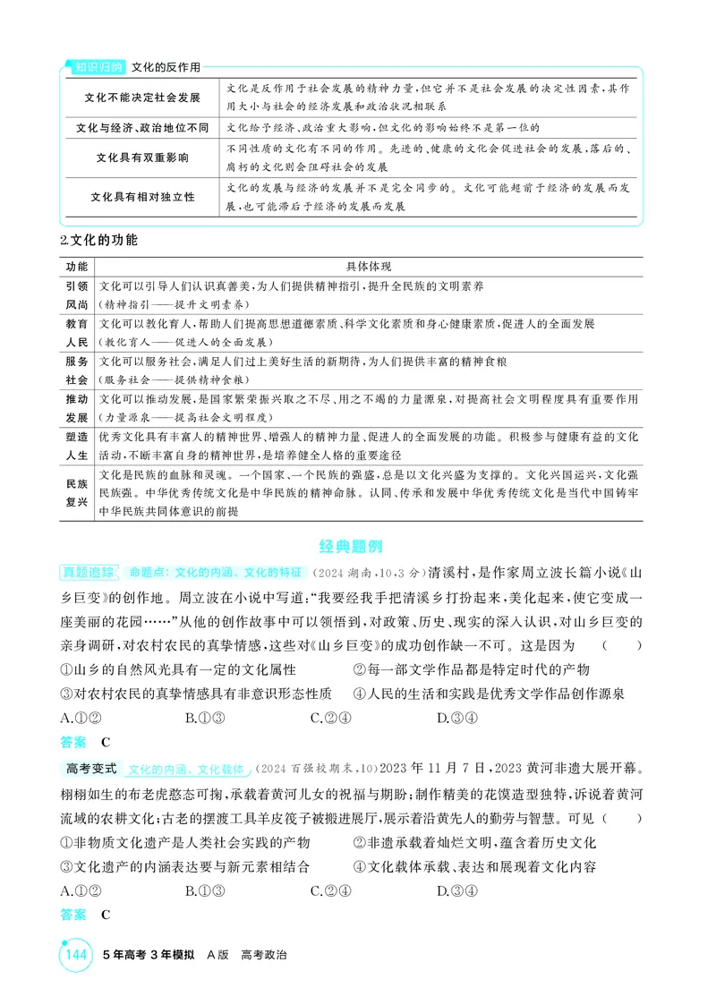 《1_精讲册-第七课　继承发展中华优秀传统文化_2026版教学资源包_202653高考总复习A版_湖南版_2026版.湖南版.选考总复习.政治.5·3A版_一、图书电子教参_必修4哲学与文化_2_精讲册PDF》第2页预览