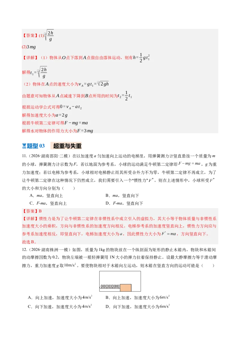 《第13讲牛顿第二定律的理解及基本应用（专项训练）（湖南专用）（教师版）_地理_2027年高考地理一轮_2027年高考物理一轮课件+讲义+练习（湖南专用）-G331_2027版》第10页预览
