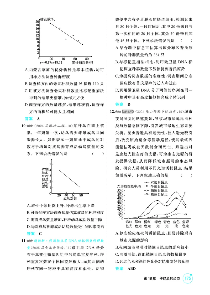 《1_精练册PDF-第18章种群及其动态_2026版教学资源包_202653高考总复习A版_山东版_2026版.山东版.选考总复习.生物.5·3A版_第4部分生物与环境_第18章种群及其动态_1_精练册PDF》第3页预览