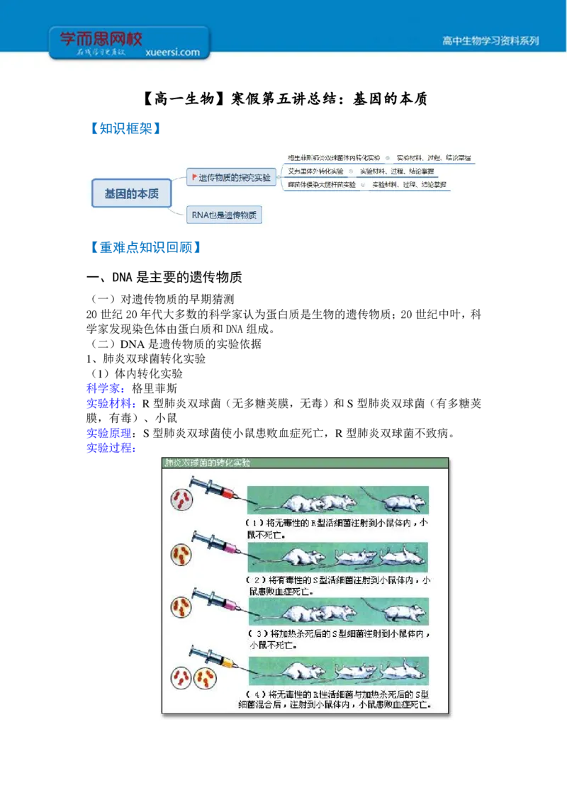 《高一生物目标清北课后总结寒假第五讲-24b28efcc5c5_学而思高一全套_2020年寒假高一_2020寒假目标清北班高一生物直播班（全国）7讲陆巍巍完结_总结》第1页预览