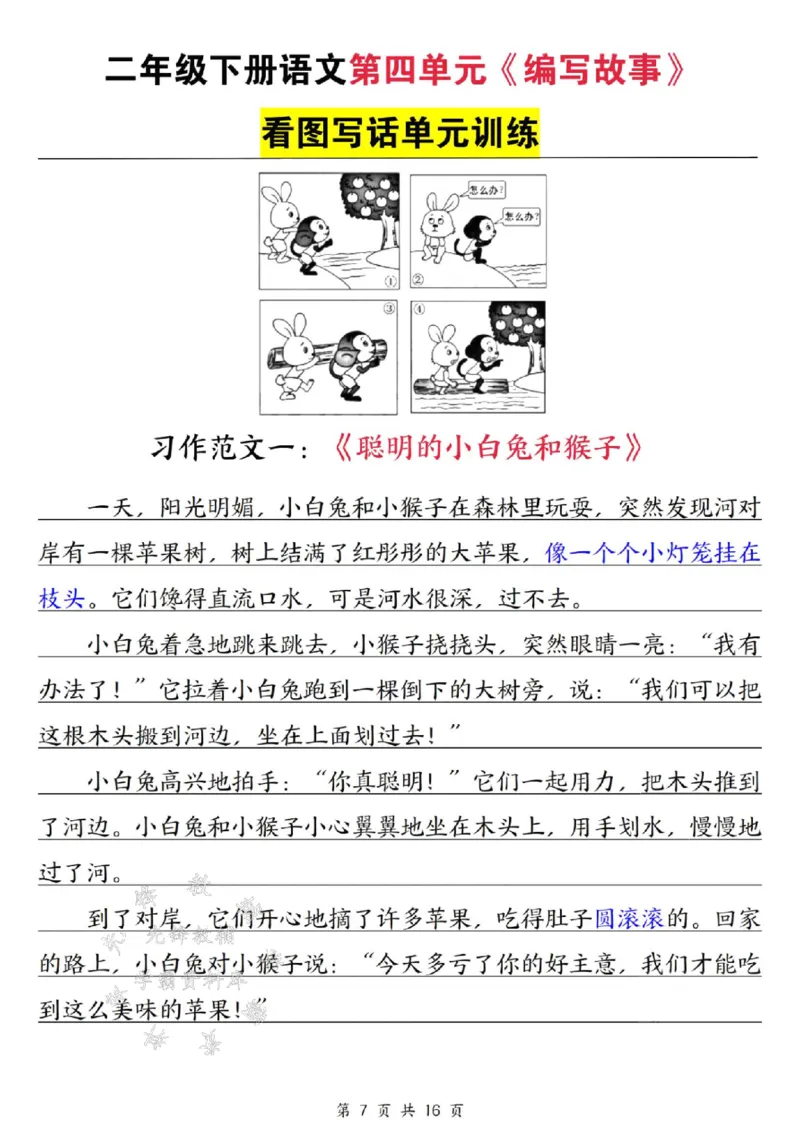 《二年级下册语文1-8单元看图写作范文梳理SY_2年级下册同步教辅_2下-语文_二下语文-看图写话》第8页预览