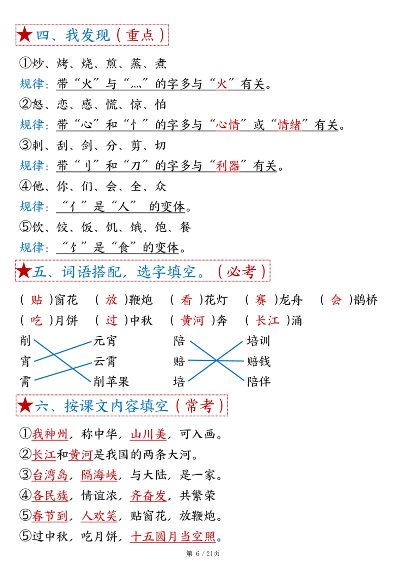 《二年级（下）语文1-8单元重难考点梳理_2年级下册同步教辅_2下-语文_二下语文-知识点汇总》第6页预览