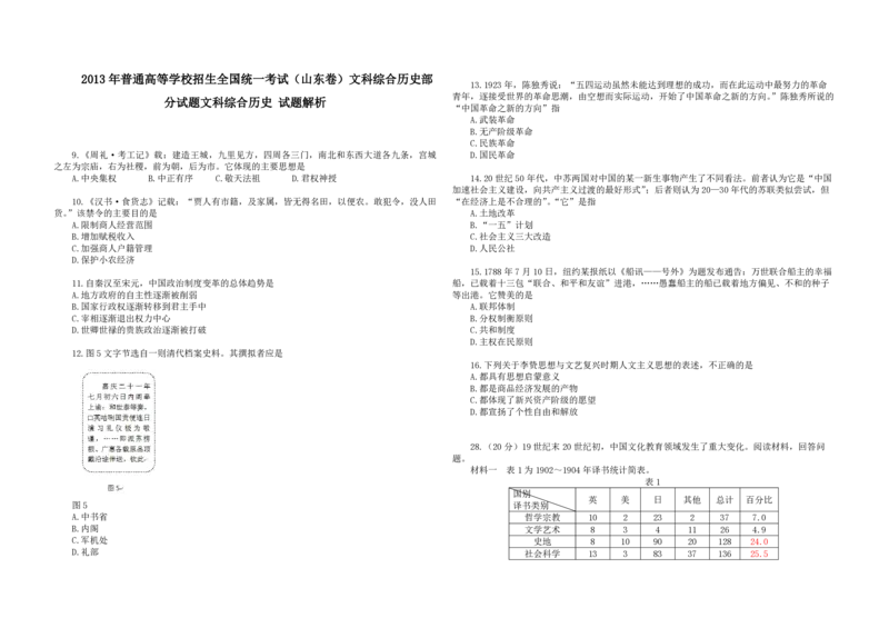 《2013年高考真题历史(山东卷)（原卷版）(1)_高考一二三轮复习_历史_2027年高考历史专项复习_2008年-2026年历史高考真题-G427_2008-2020年高考_地方卷_山东高考历史07-21_山东高考历史_A3版_pdf版》第1页预览