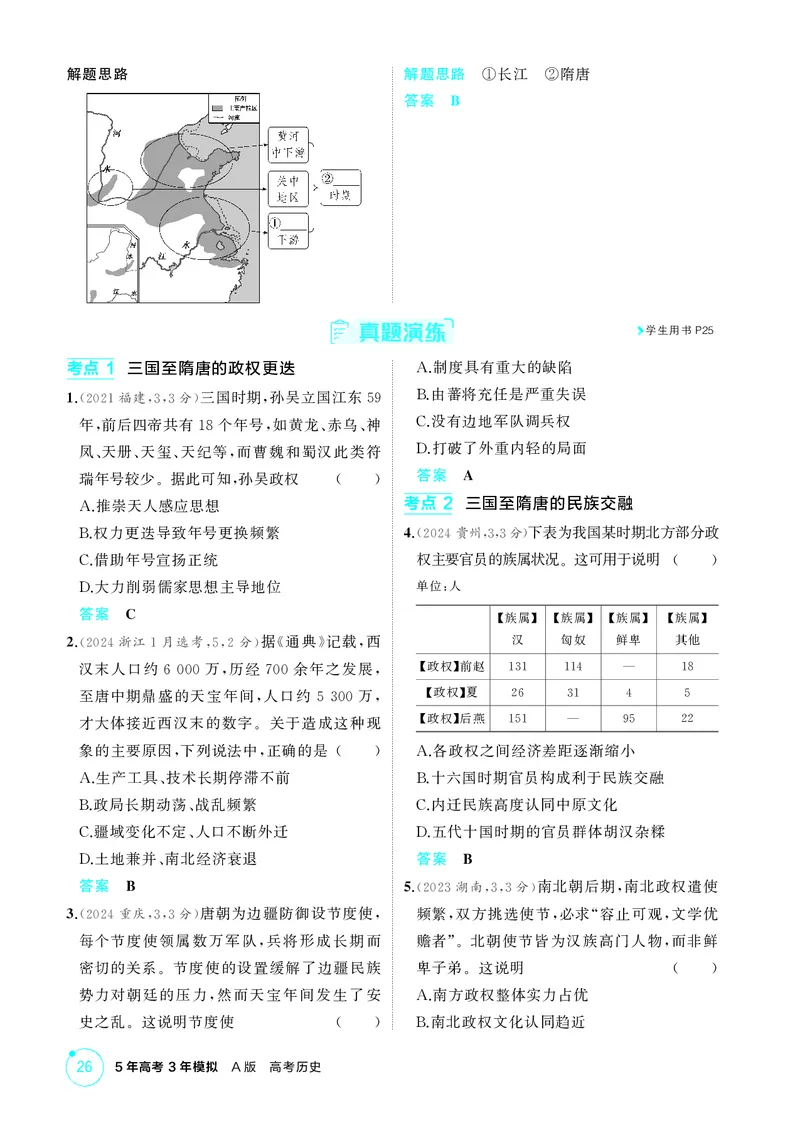 《1_精讲册-第二单元　三国两晋南北朝的民族交融与隋唐统一多民族封建国家的发展_2026版教学资源包_202653高考总复习A版_山东版_2026版.山东版.选考总复习.历史.5·3A版_二、教师用书PDF》第6页预览