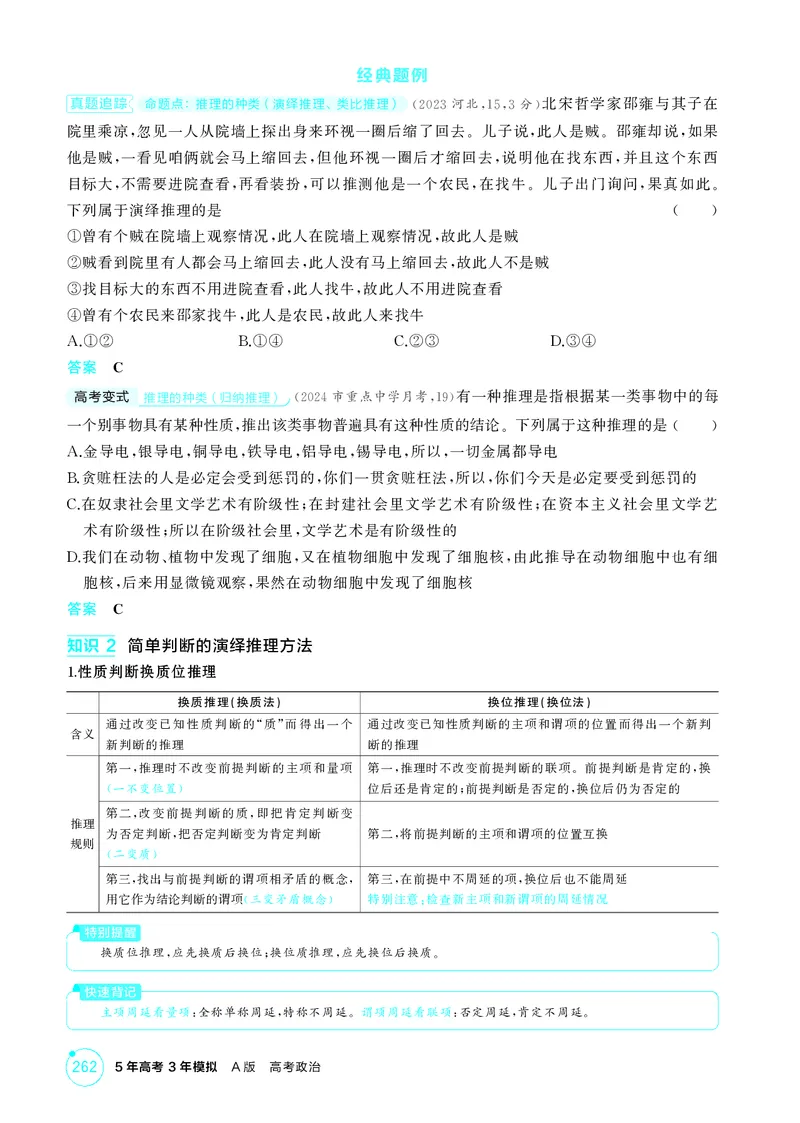 《1_精讲册-第六课　掌握演绎推理方法_2026版教学资源包_202653高考总复习A版_山东版_2026版.山东版.选考总复习.政治.5·3A版_一、图书电子教参_选择性必修3逻辑与思维_第六课掌握演绎推理方法》第2页预览