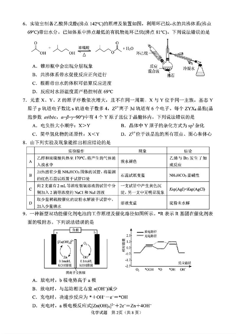 《45_05化学山东淄博市（三模）试卷+标答评分细则_2025版教学资源包_（总复习系列）2025版《5年高考3年模拟》新高考版B版（⭐全科）_2025版.新高考新教材版.选考总复习.化学.5·3B版》第2页预览