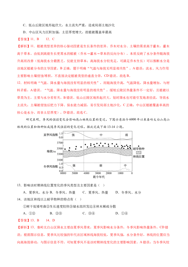 《第21练自然环境的地域差异性（同步训练）-（教师版）_地理_2026年_2026年高考地理一轮复习全程跟踪讲义-G350_资料》第6页预览