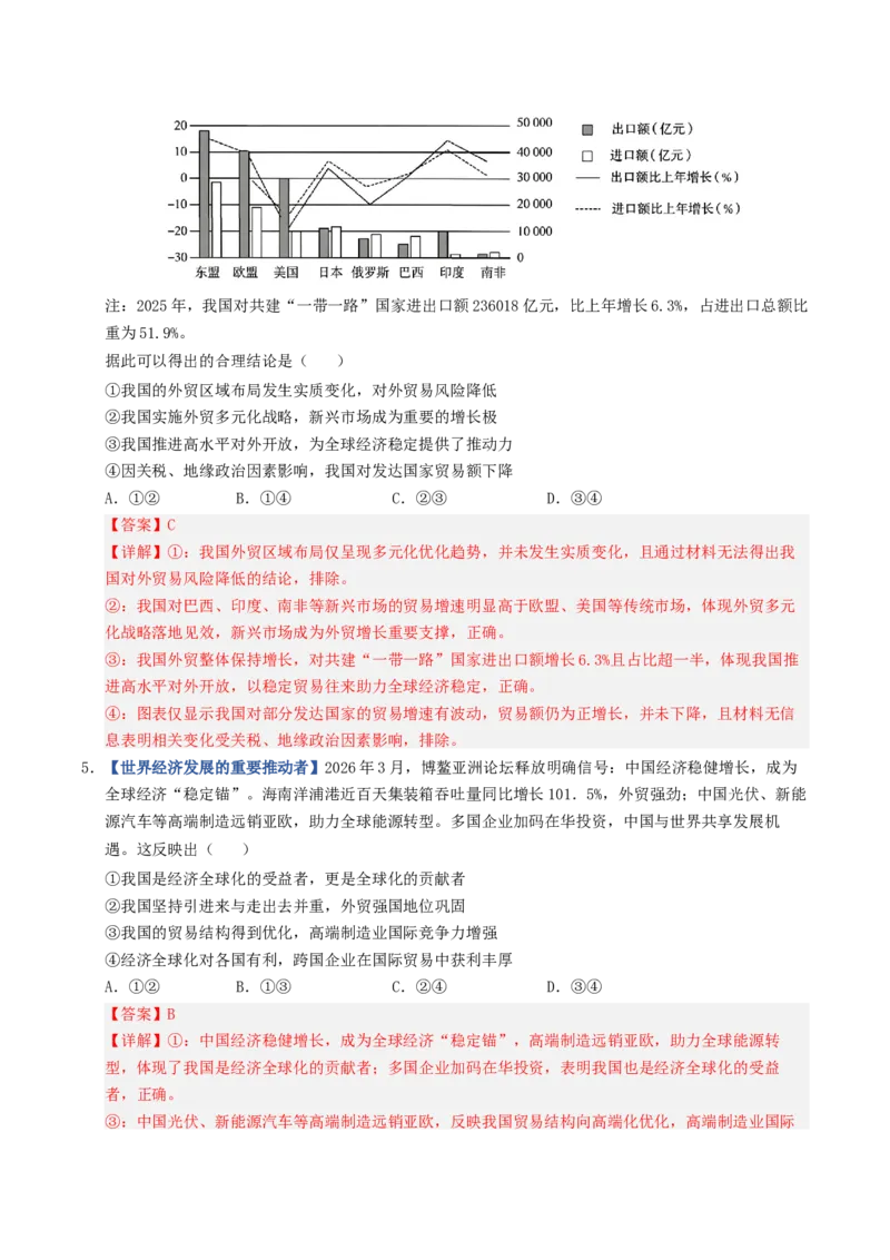 《第07课经济全球化与中国（专项训练）（全国通用）（教师版）_zheng治_2027年高考政治一轮_2027年高考政治一轮复习讲义+练习+课件（新教材新高考）-G55_2027版》第3页预览