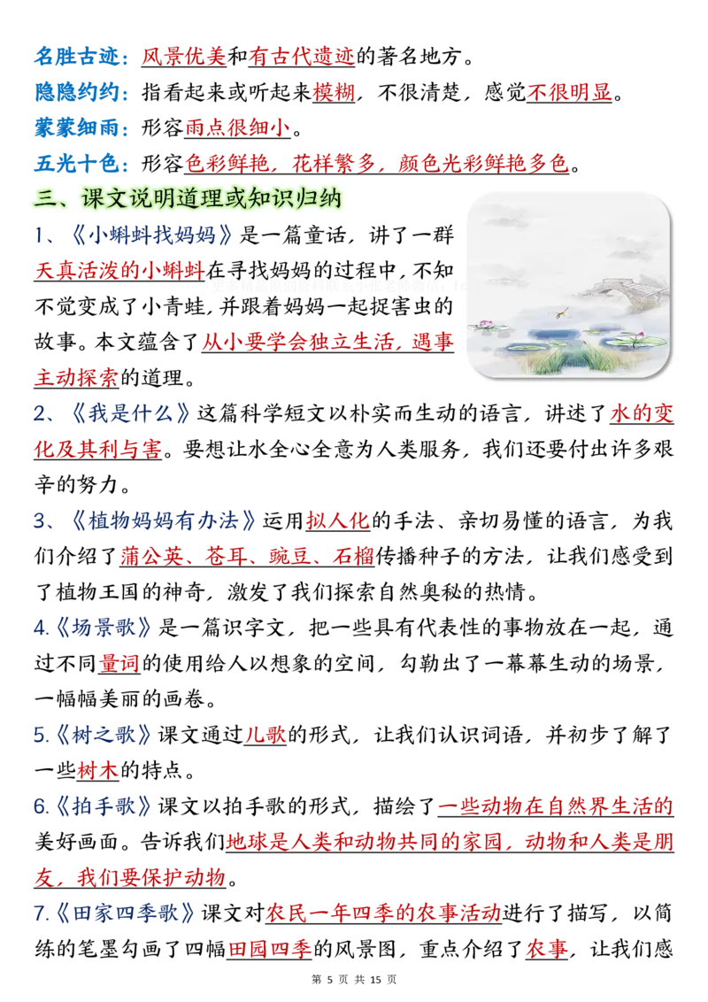 《二年级上册语文期中总复习重点知识点归纳整理(3)(1)_2年级上册同步教辅_2上-语文_二上语文-期中+期末复习》第5页预览