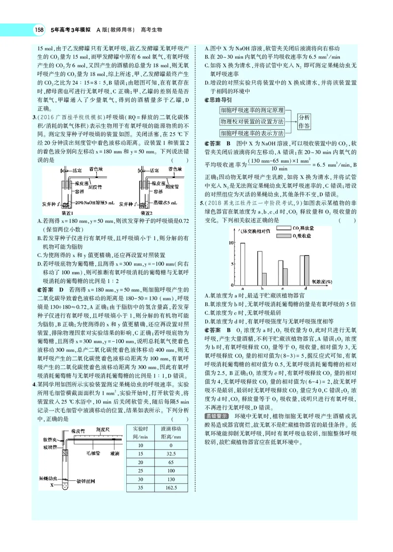 《专题5细胞呼吸_2022版教学资源包_五年高考三年模拟_2022版新高考版选考总复习生物5·3A版_0125143739_专题5细胞呼吸_专题PDF_专题PDF_专题电子书》第9页预览
